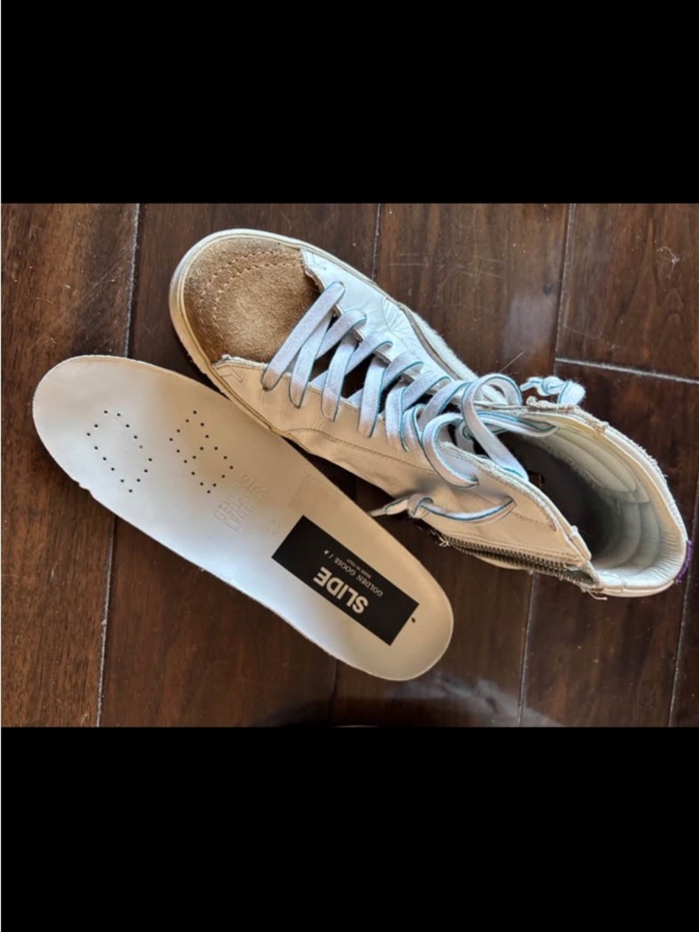 Golden Goose Slide Sneakers Size 36 White Leather Brown Star Distressed hi Top